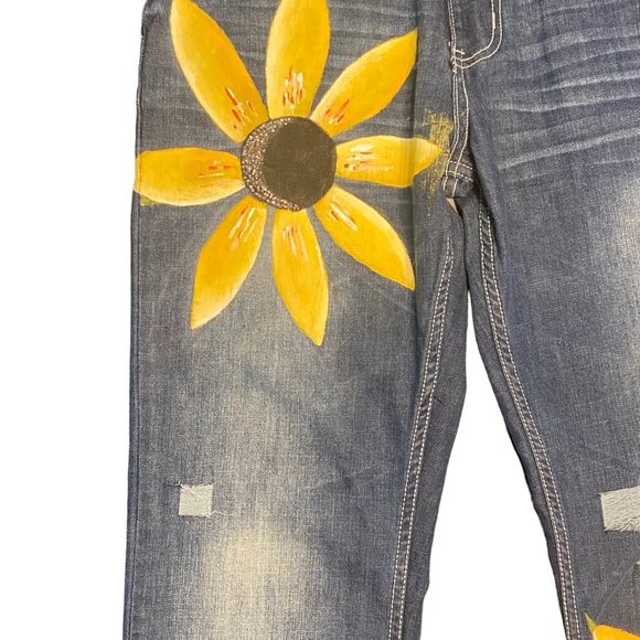 Size 32 Safari Denim Customized Distressed & Painted Jeans - Picture 4 of 15